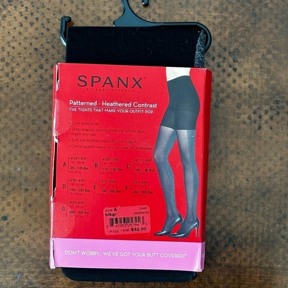 NEW SPANX Women's Heathered Contrast Tight-End-Tights in Black/Gray Size A - Picture 6 of 8